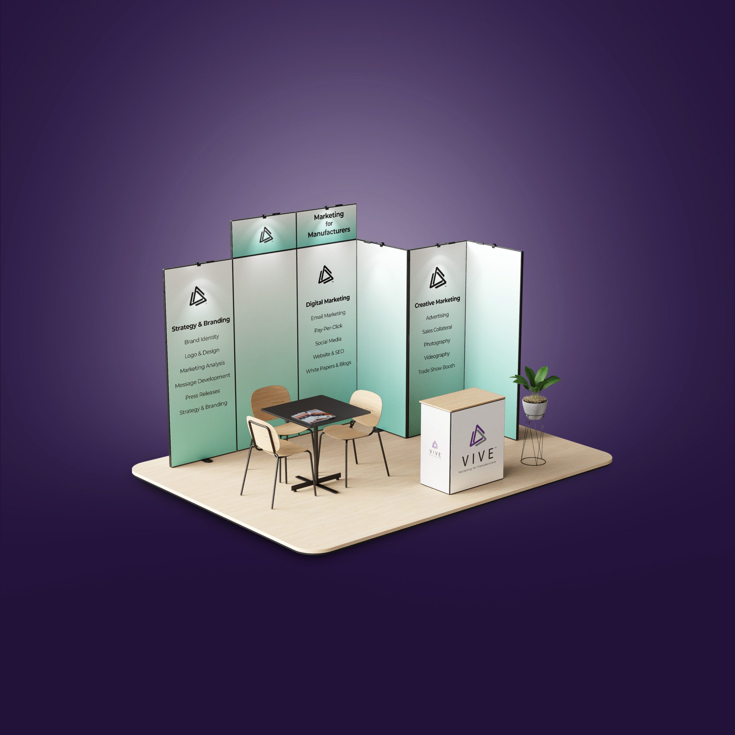 Vive Marketing - Tradeshow Booth Strategy, Management & Design Mockup